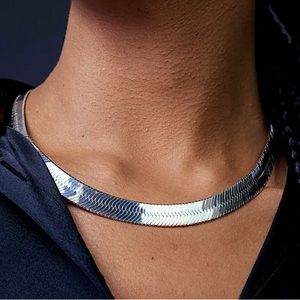 Sterling Silver 10mm Herringbone Necklace, Flat, Snake Unisex